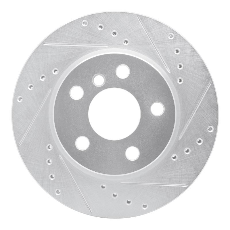 Mini Cooper Brake Rotor (1) - Front Right - R1 Concepts - Drilled & Slotted - Silver - `14-`24